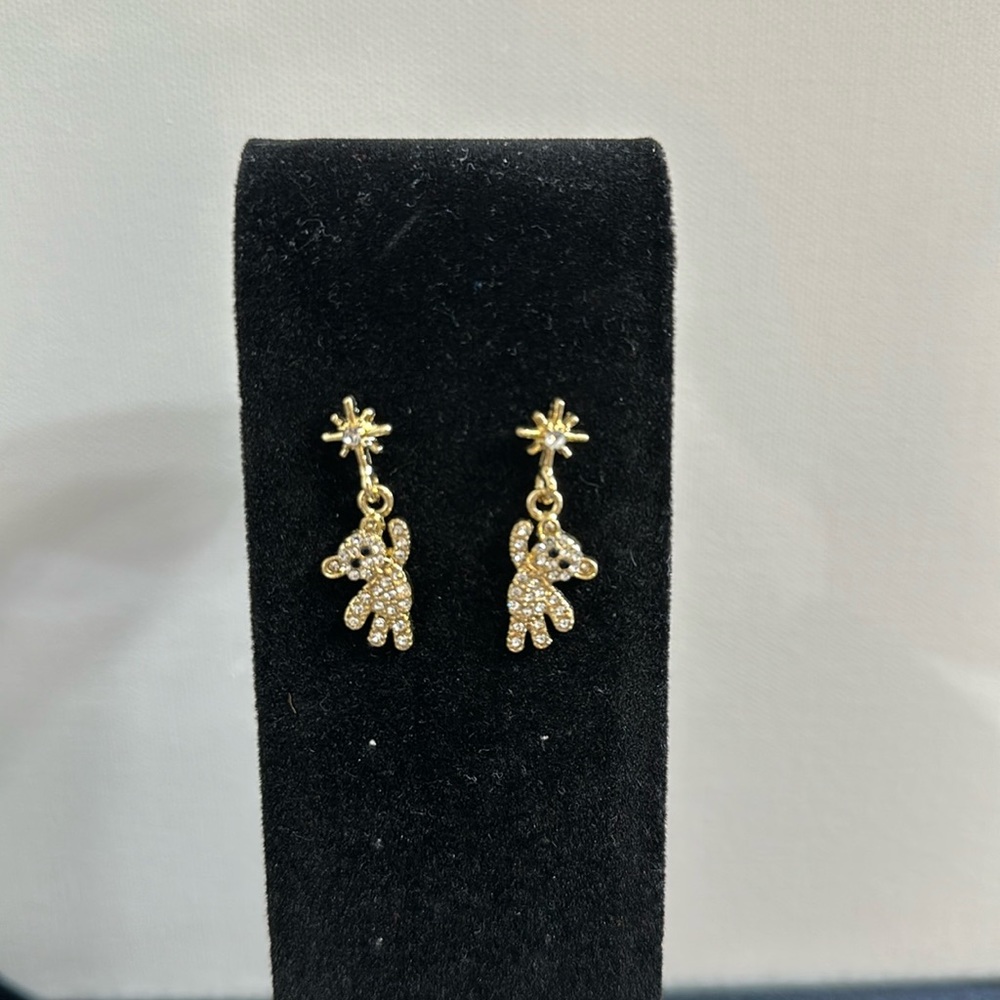 Cute Teddy Bear drop pierced earrings